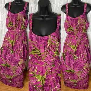 Amanda Lane island themed long belted maxi dress